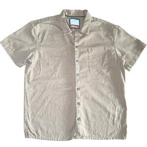 MBX Premium Goods Paradise Shirt Beige Button Down Mens Size XL 100%‎ Cotton